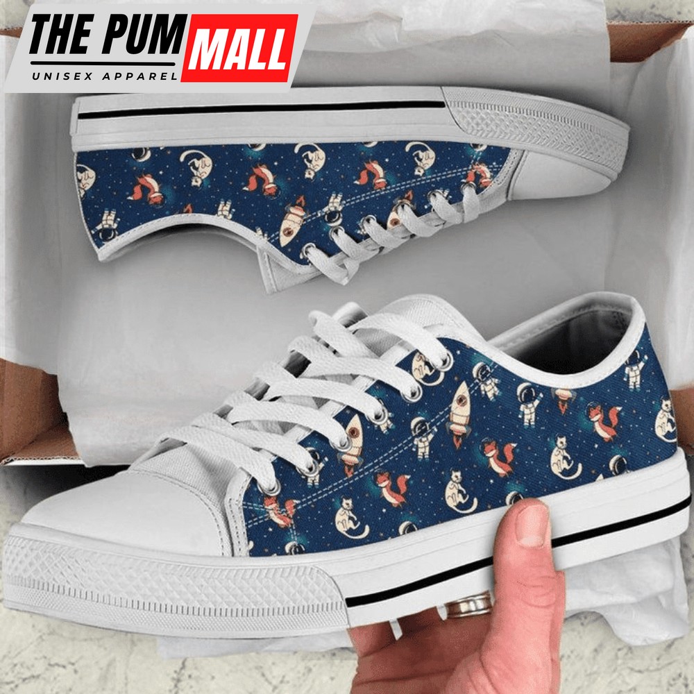 Astronaut, Cat And Fox In Space Low Top Shoes Sneaker PN205069Sb