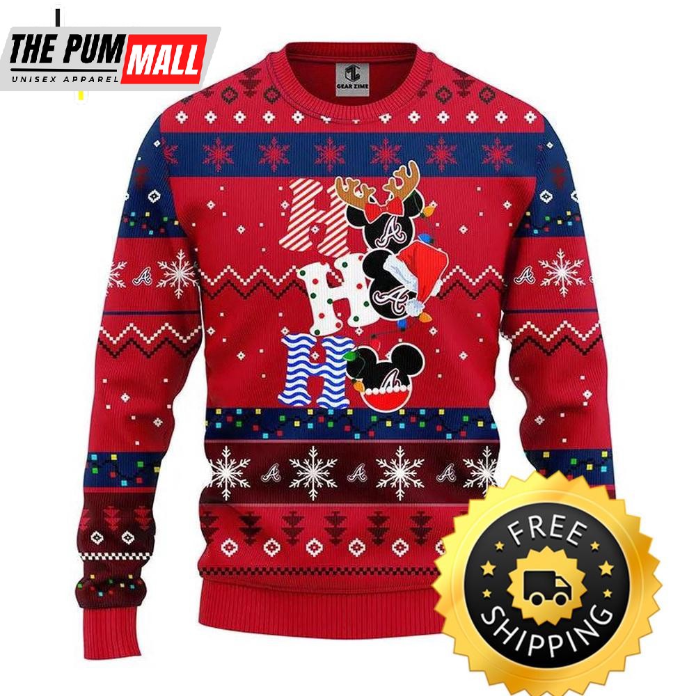 Atlanta Braves Hohoho Ugly Christmas Sweater, Atlanta Braves Ugly Sweater, MLB Christmas Sweater