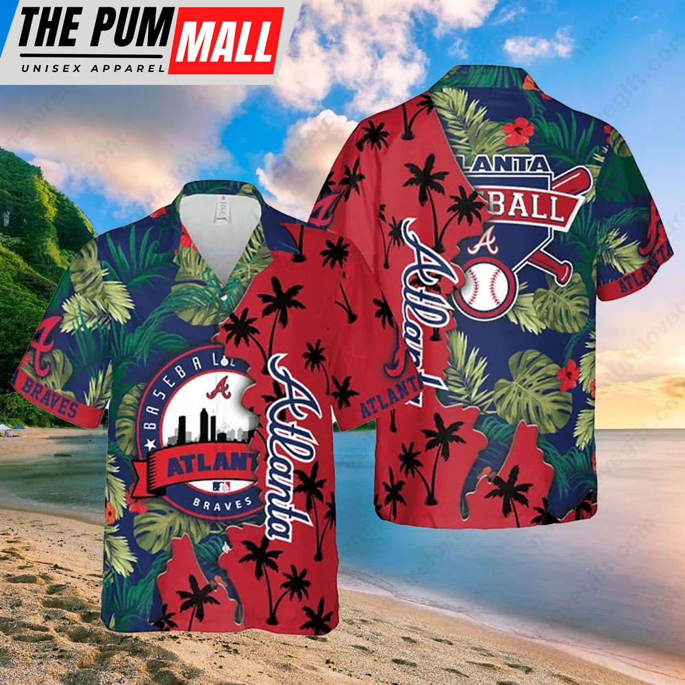 Atlanta Braves Tropical Leaves Beach Palms MLB Hawaiian Shirt