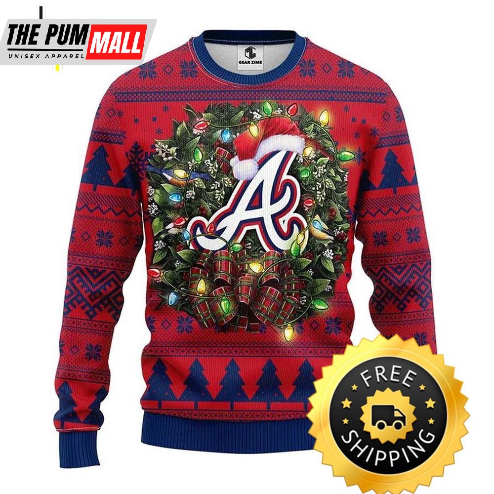 Atlanta Braves Ugly Sweater Party Ugly Sweater Ideas, Atlanta Braves Ugly Sweater, MLB Christmas Sweater