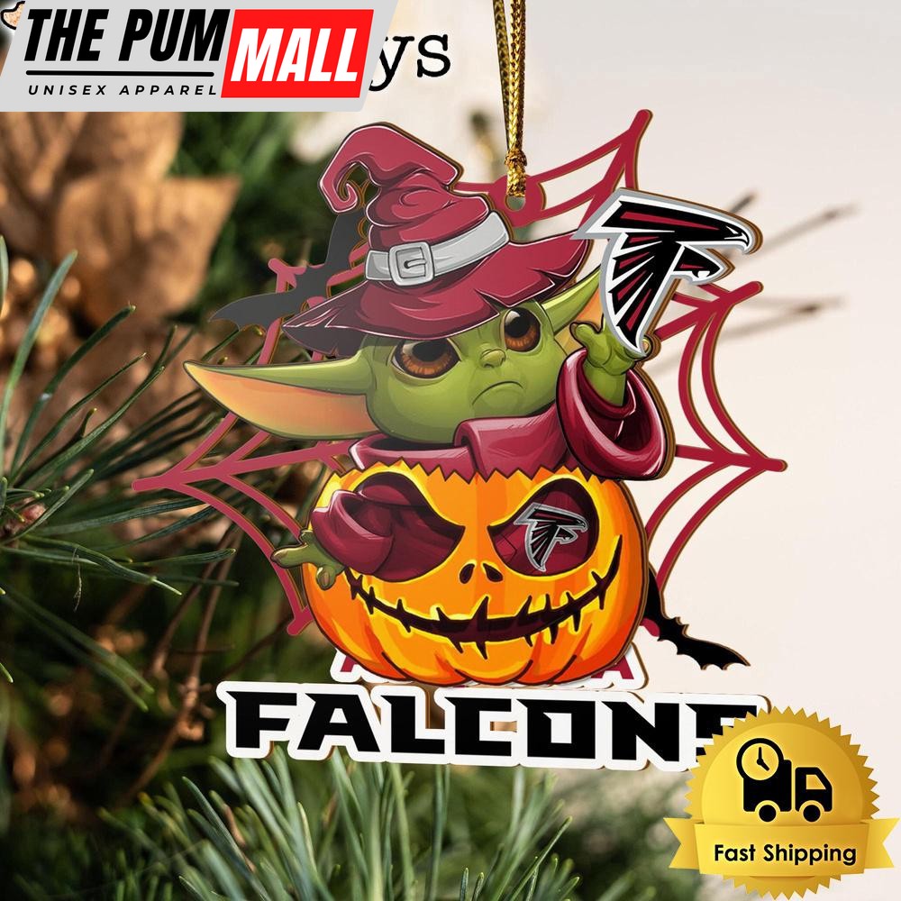 Atlanta Falcons Baby Yoda Pumpkin Halloween Ornament Limited Edition