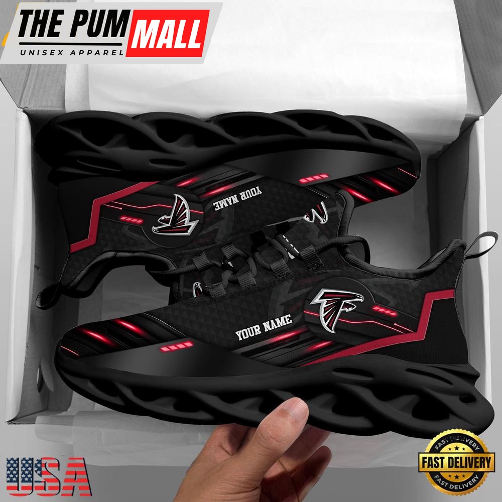 Atlanta Falcons Black Clunky Pattern NFL Sport Custom Max Soul Shoes, Running Sneakers Shoes