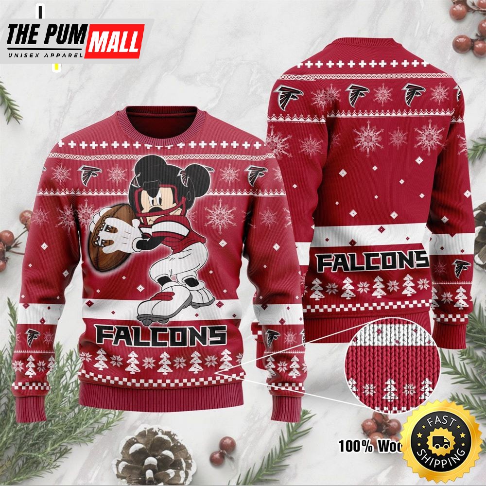 Atlanta Falcons Mickey Mouse Funny Ugly Christmas Sweater, Perfect Holiday Gift