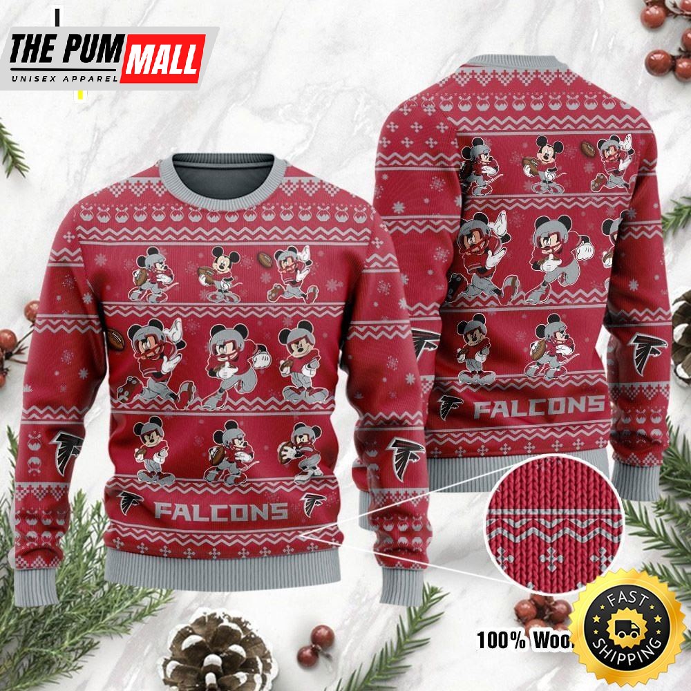 Atlanta Falcons Mickey Mouse Holiday Party Ugly Christmas Sweater, Perfect Holiday Gift