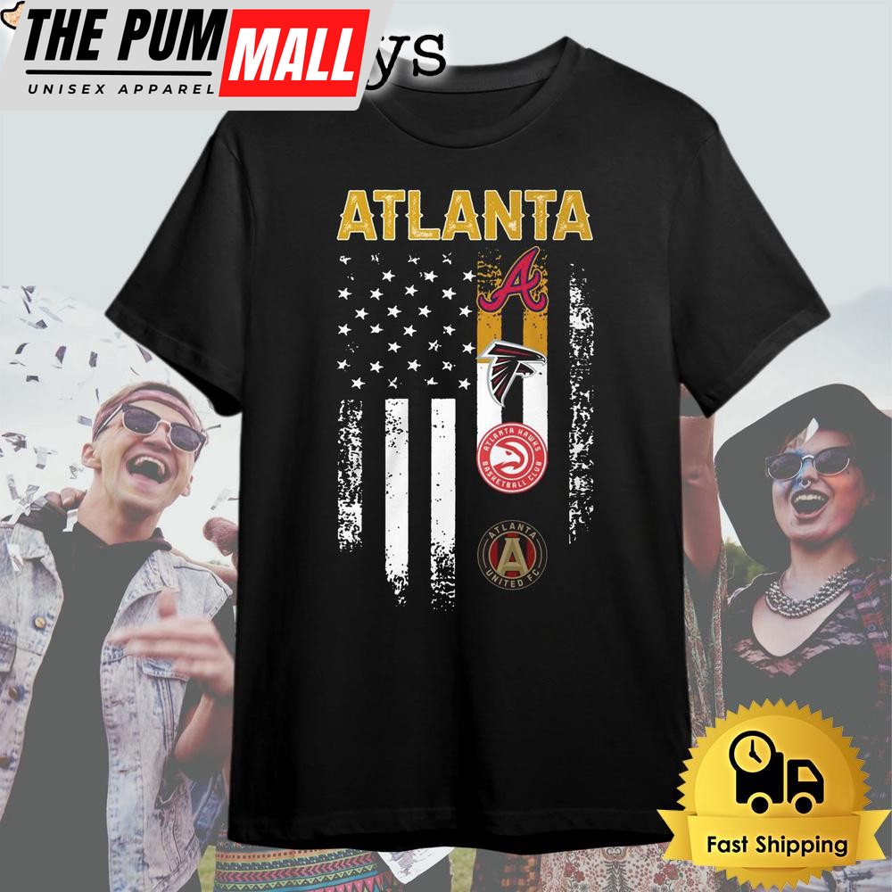 Atlanta Sport Team American Flag T Shirt