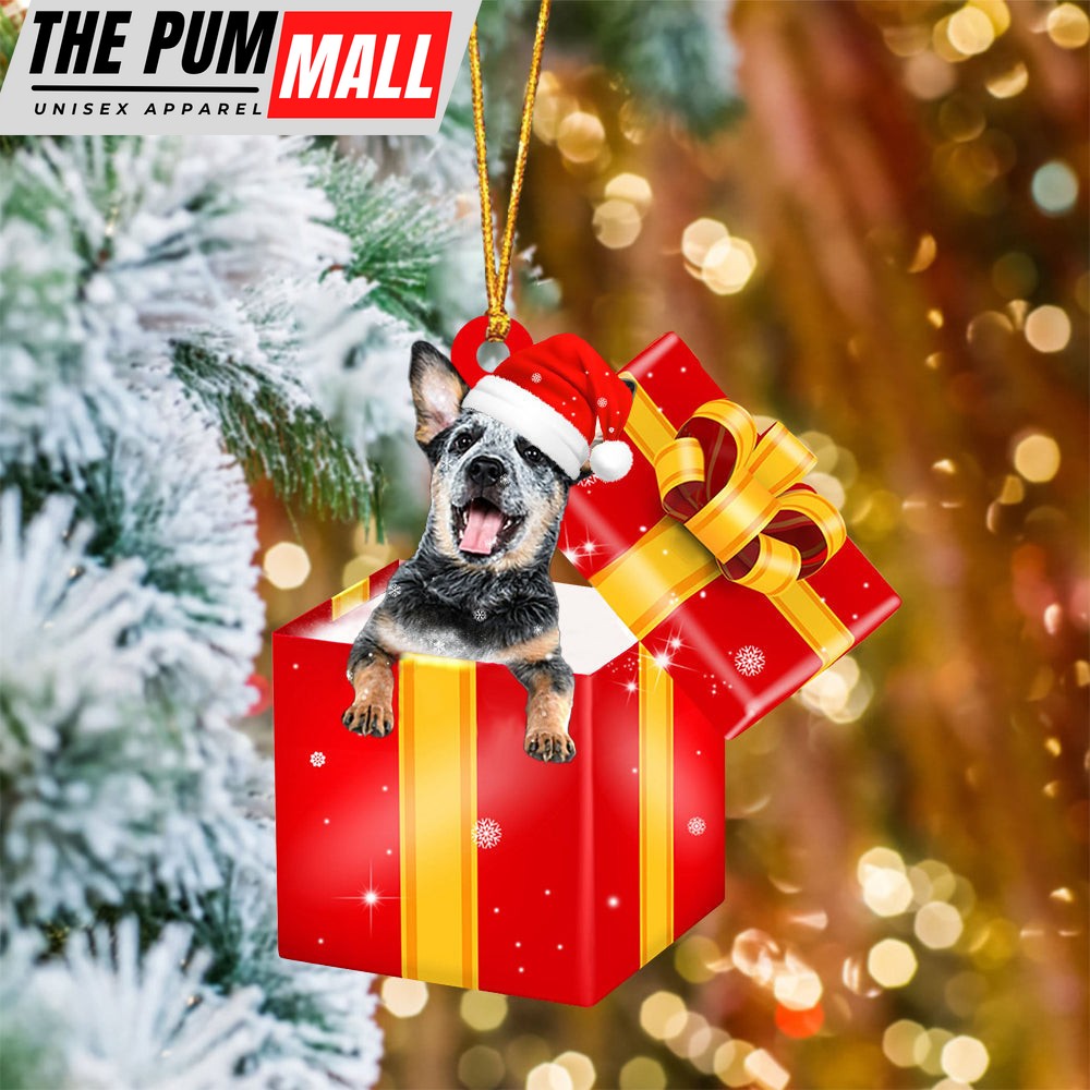 Australian Cattle In Red Gift Box Christmas Ornament – Holiday Dog Ornaments Limited Edition