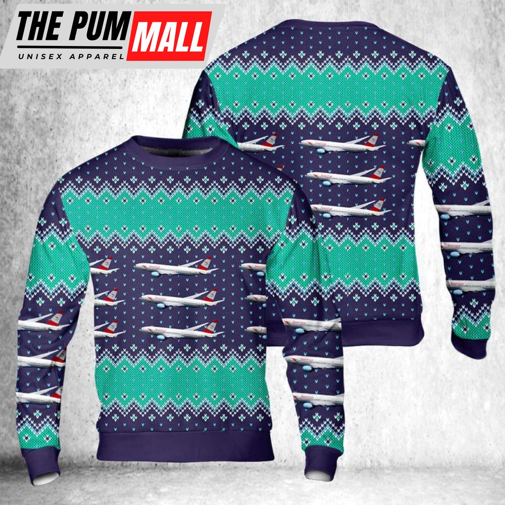 Austrian Airlines Boeing 777 Ugly Christmas Sweater: Festive AOP Design!