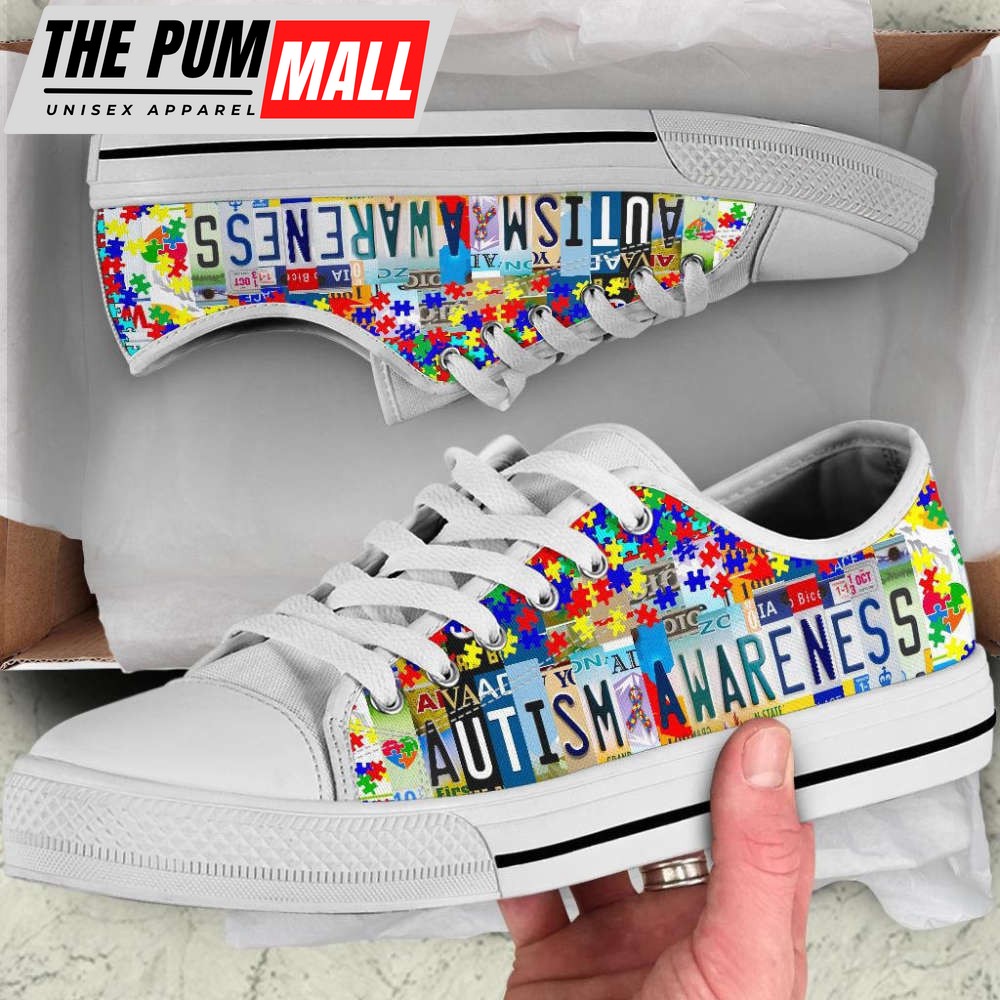 Autism Awareness Low Top Shoes, License Plate, Tennis Canvas Shoes For Men And Women