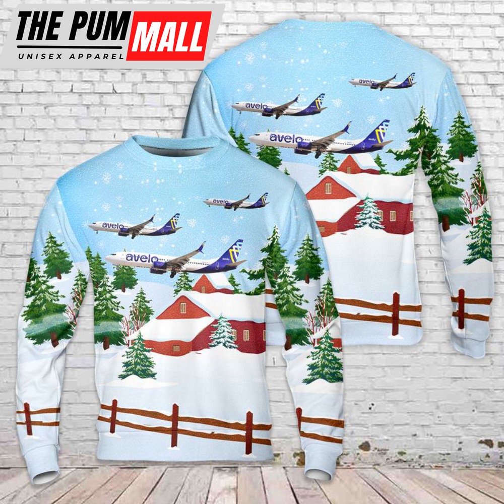Avelo Airlines Boeing 737-86N Christmas Sweater Gift For Christmas