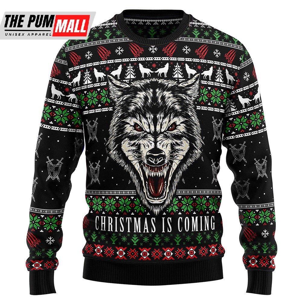 Awesome Wolf Ugly Christmas Sweater Retro Christmas Sweater