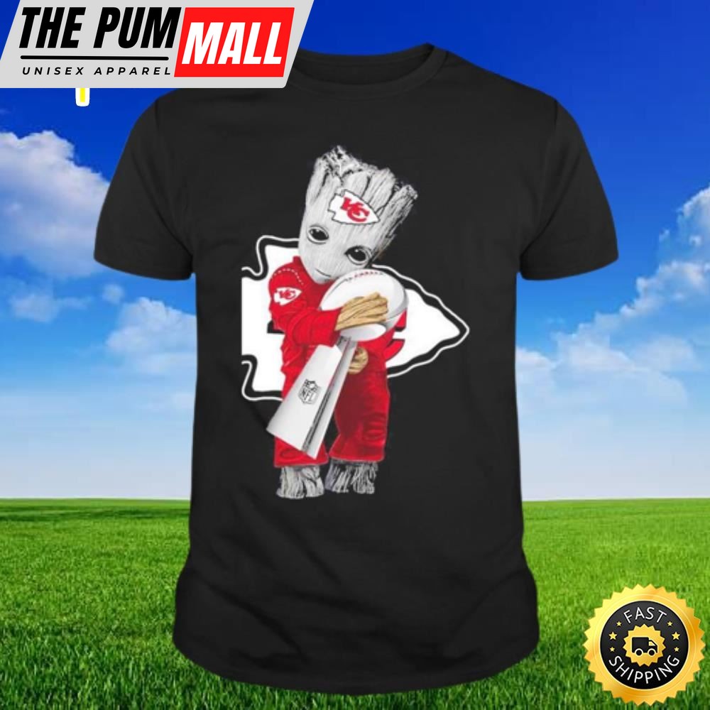 Baby Groot Hug Super Bowl Lvii Cup Kansas City Chiefs 2025 Champions T-shirt