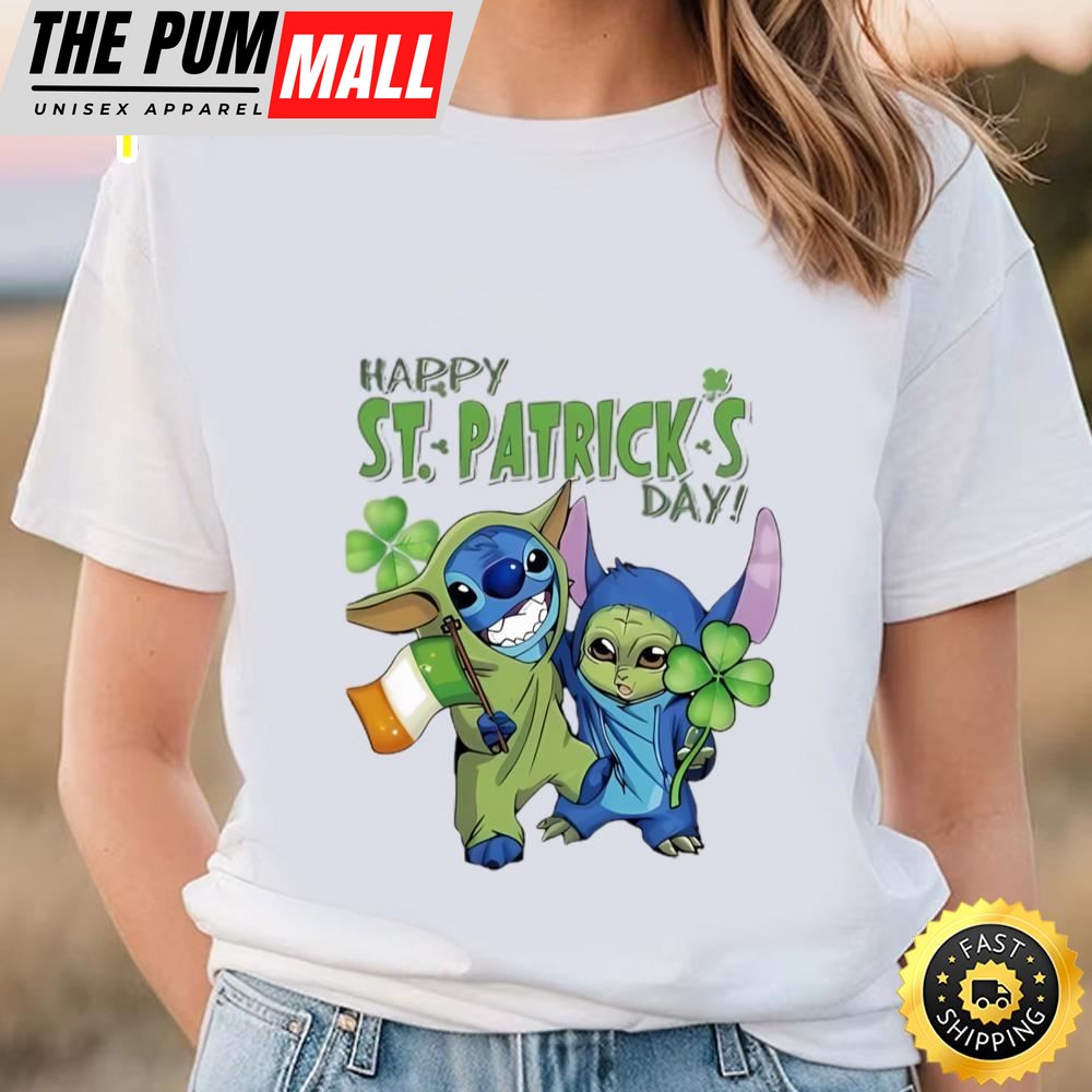 Baby Yoda And Stitch Irish Friends Happy St. Patricks Day Shirt