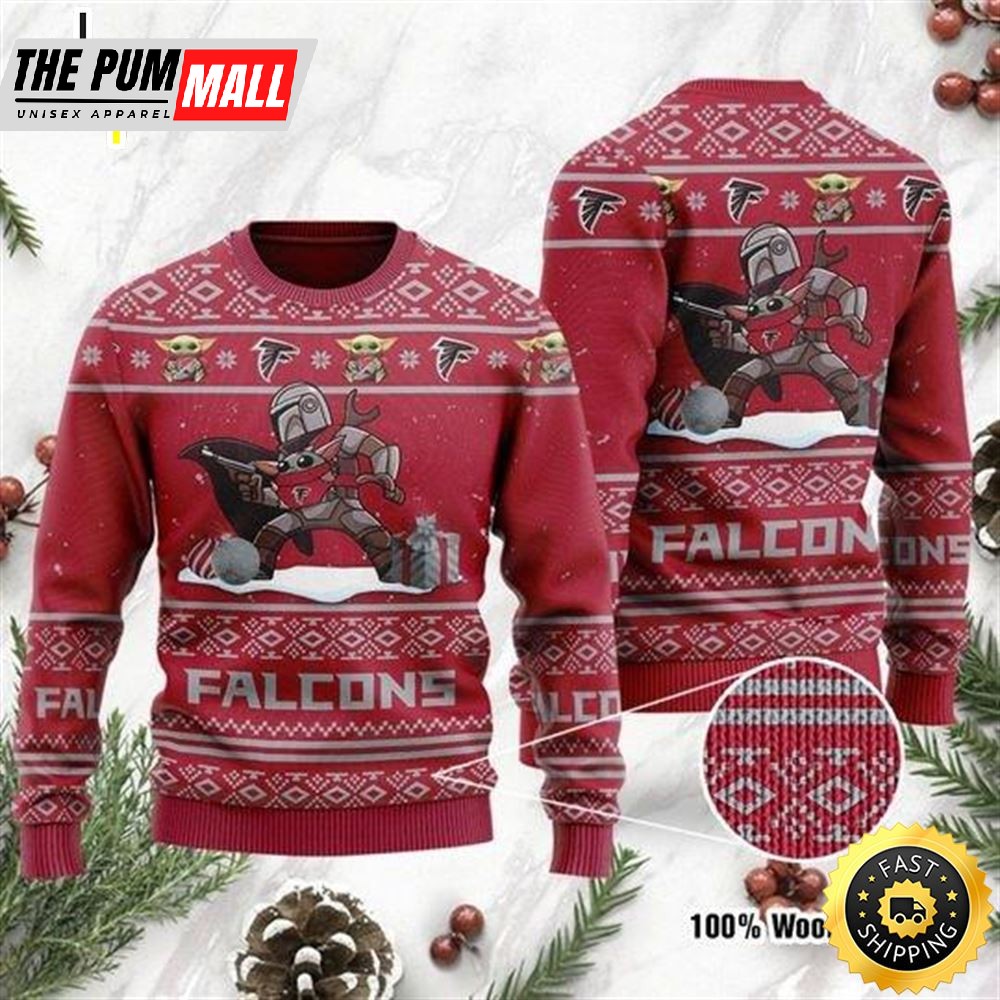 Baby Yoda Boba Fett The Mandalorian Atlanta Falcons Ugly Christmas Sweater