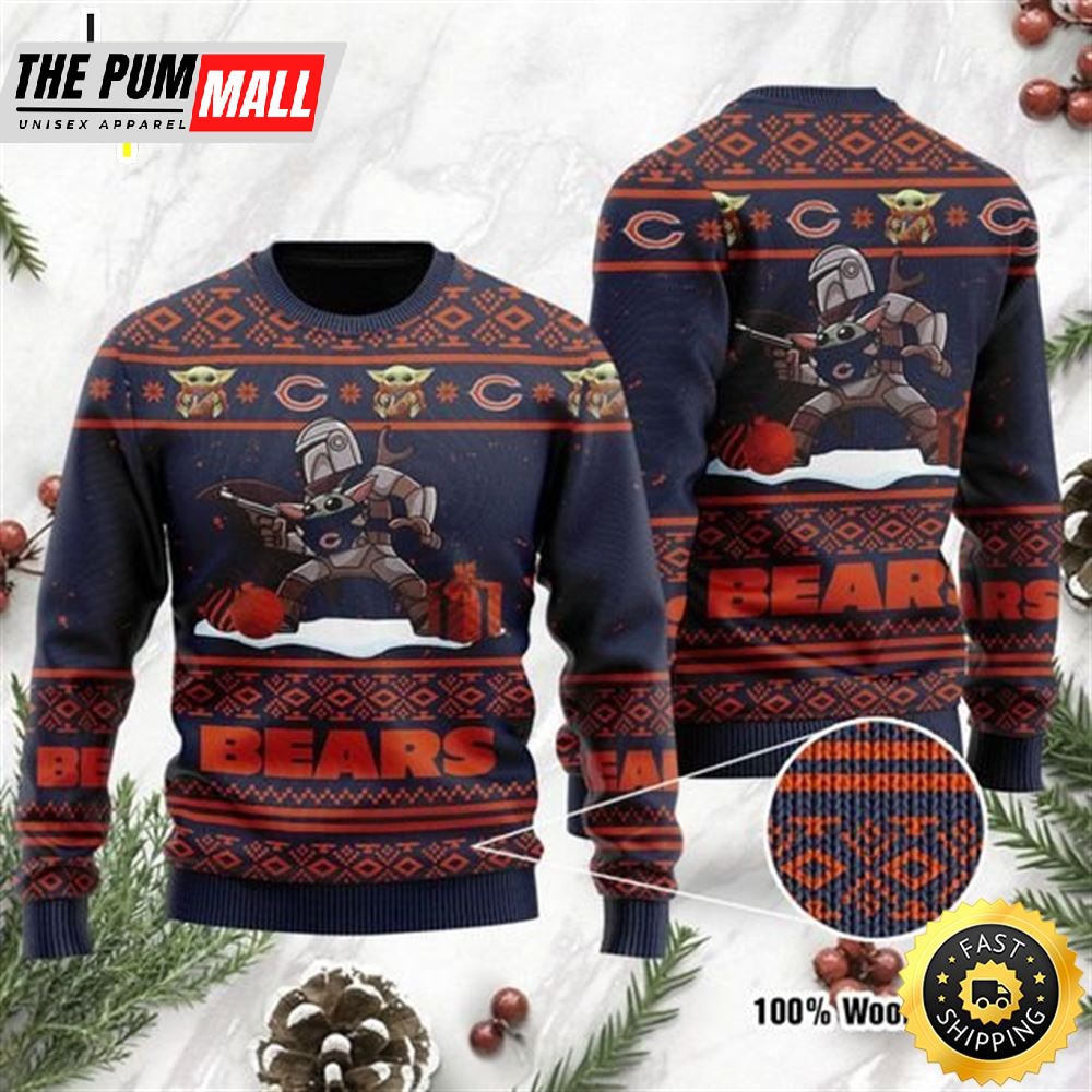 Baby Yoda Boba Fett The Mandalorian Chicago Bears Ugly Christmas Sweater