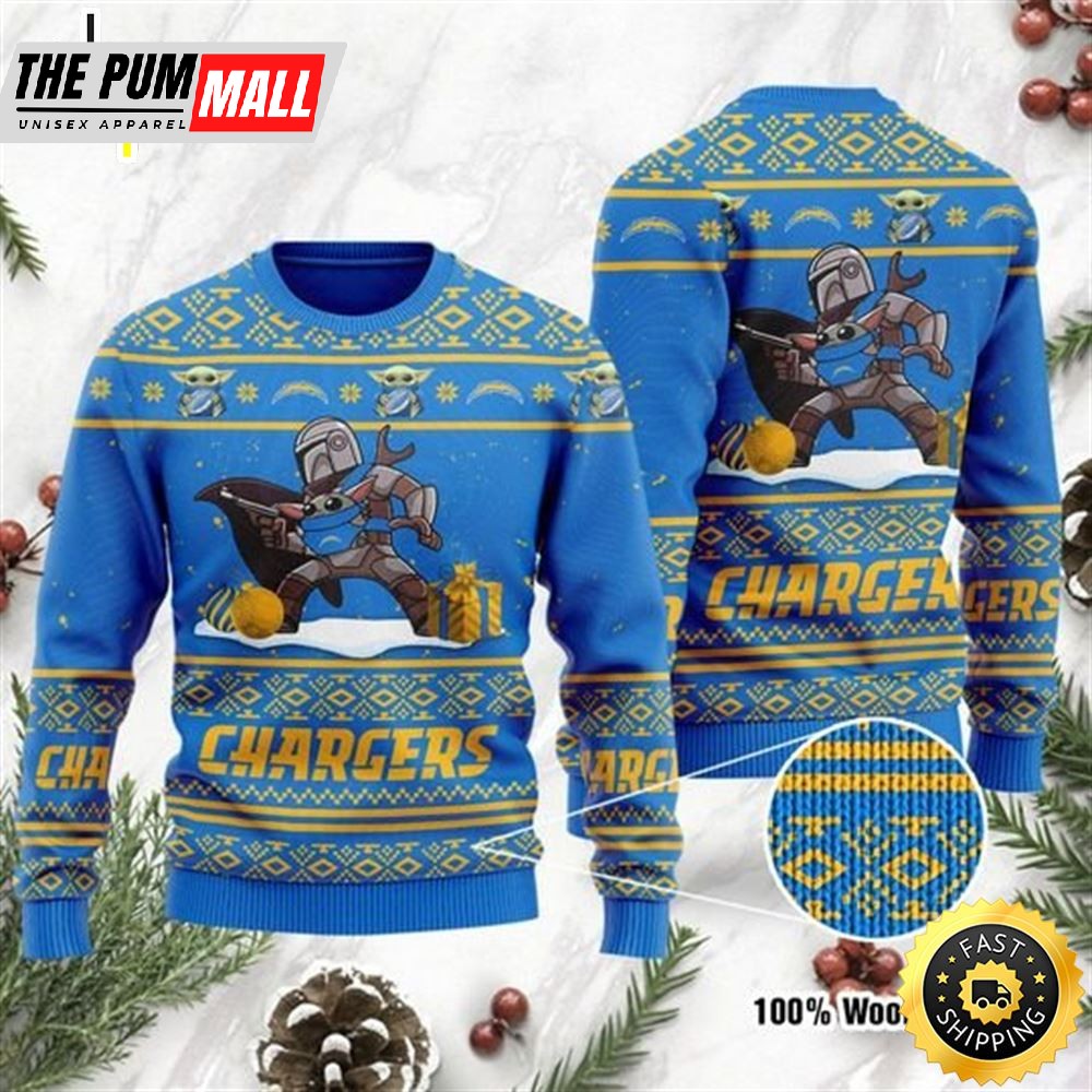 Baby Yoda Boba Fett The Mandalorian Los Angeles Chargers Ugly Christmas Sweater