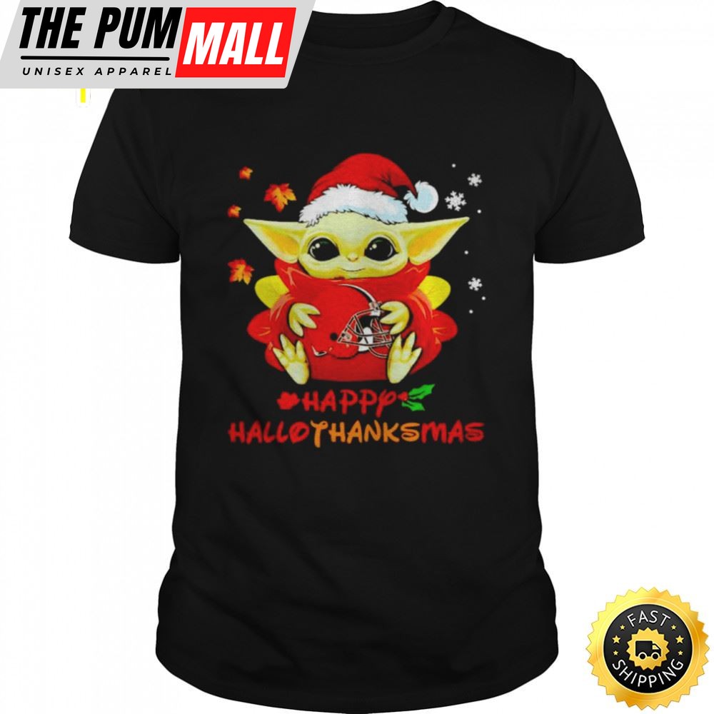Baby Yoda Browns Happy Hallothanksmas Shirt