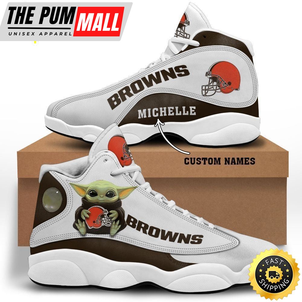 Baby Yoda Cleveland Browns Personalized Name Air Jd 13 Shoes