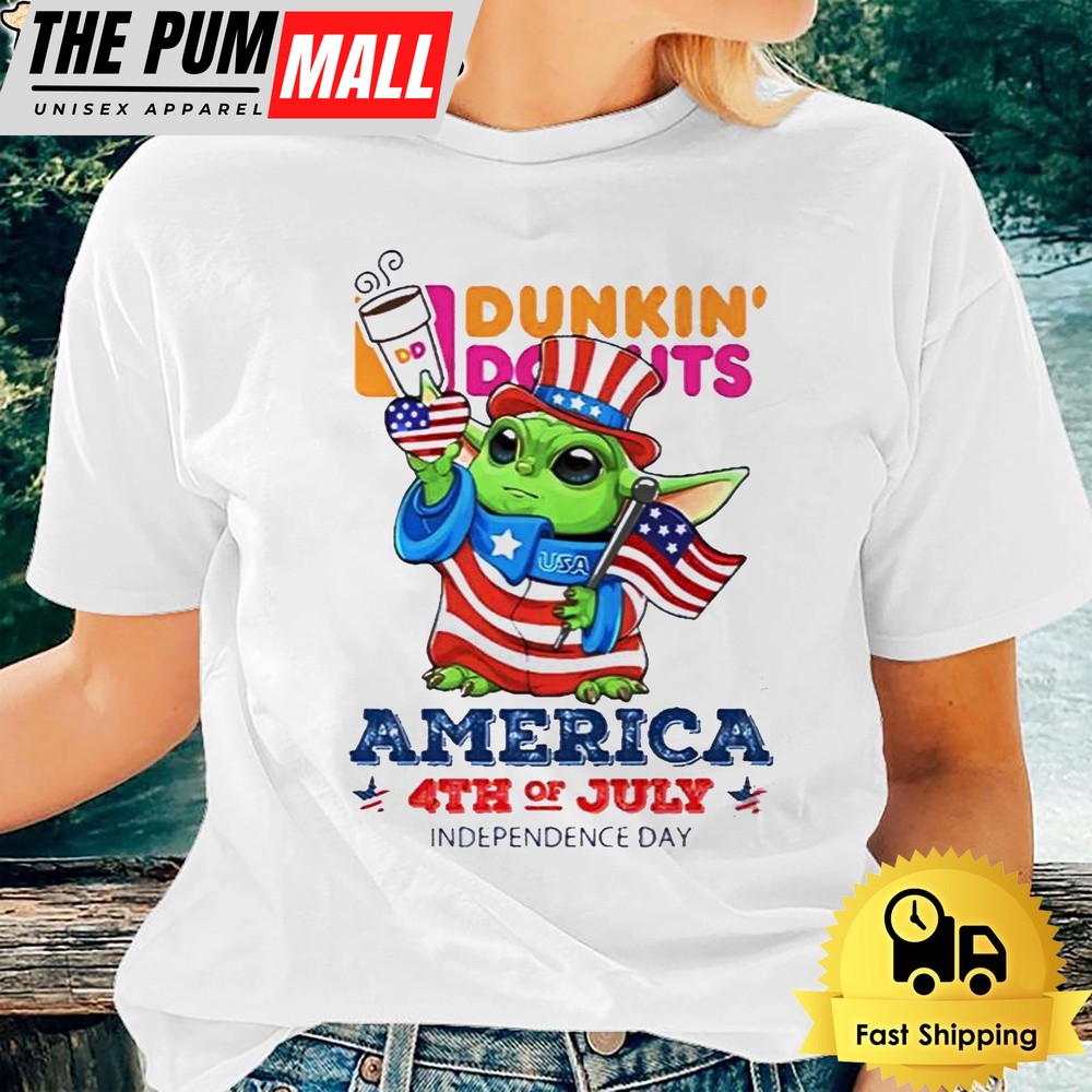 Baby Yoda Dunkin Donut’s America 4th Of July Unsiex T-Shirt