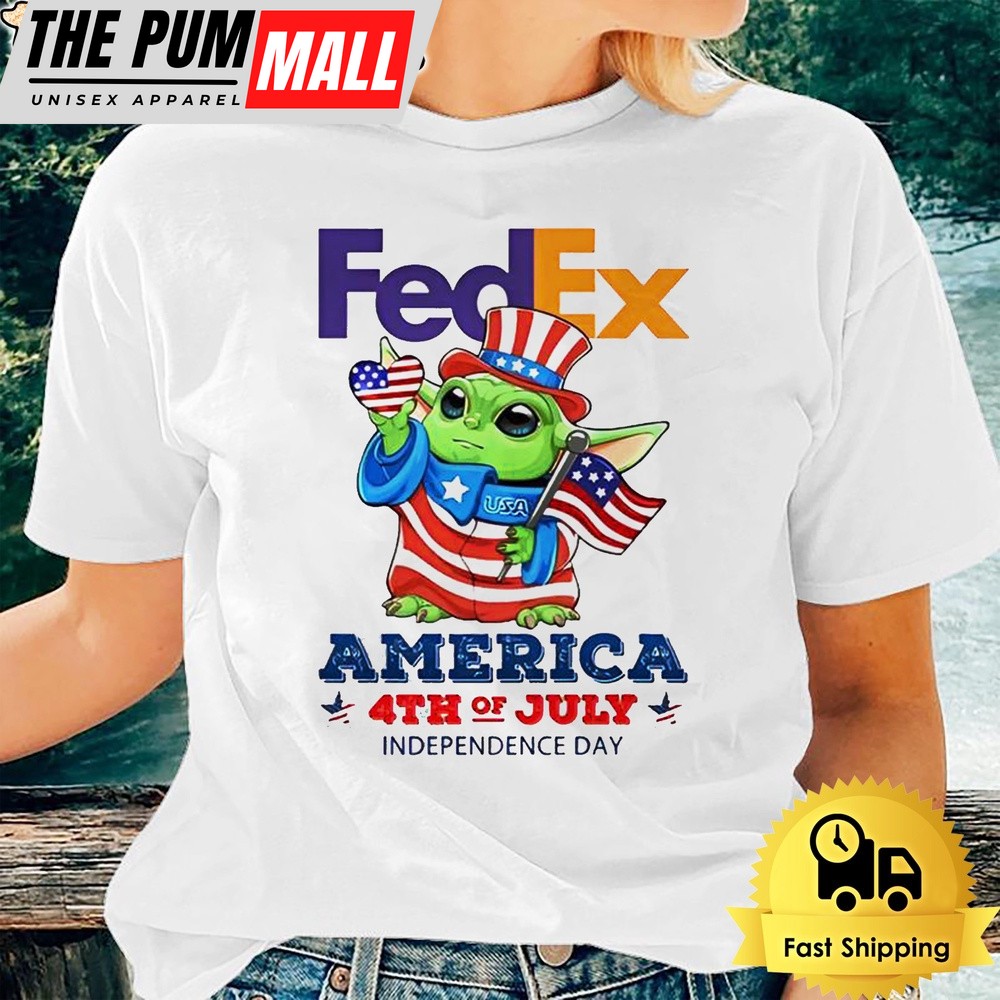Baby Yoda FedEx America 4th Of July Unsiex T-Shirt