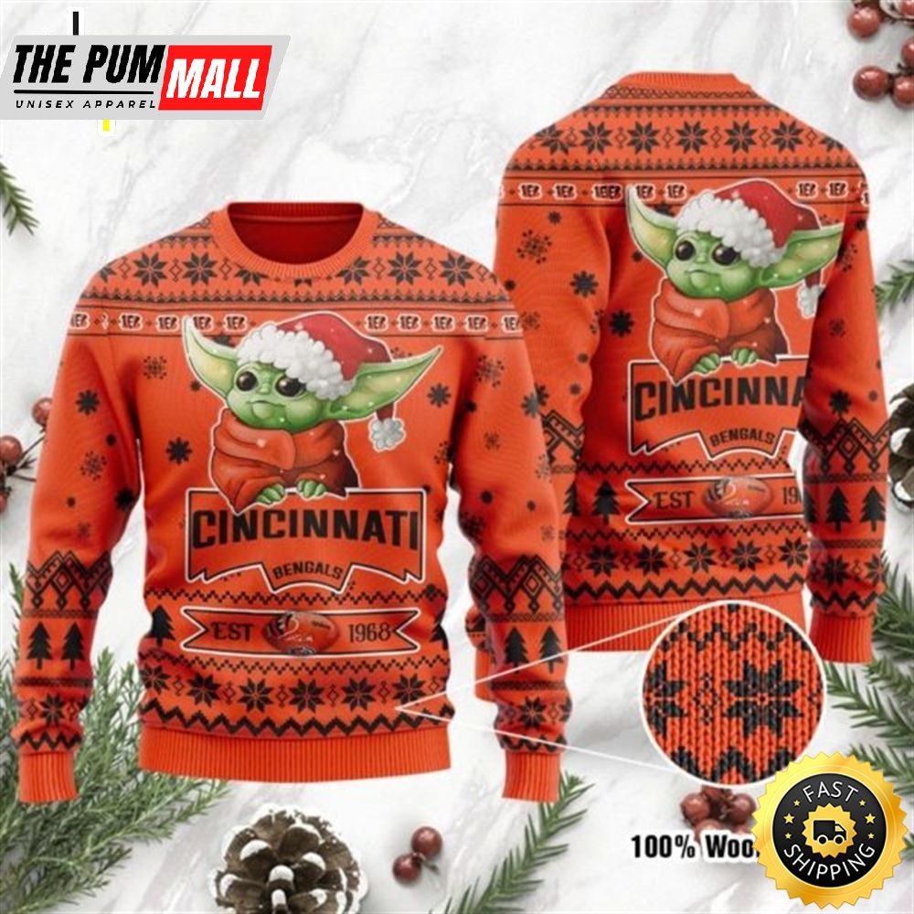 Baby Yoda Grogu Cincinnati Bengals Christmas Sweater