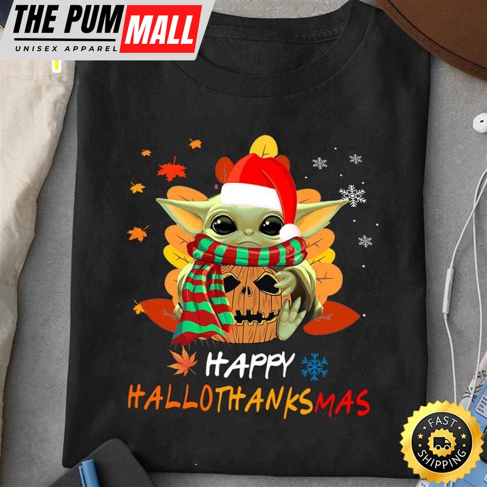 Baby Yoda Happy Hallothanksmas Tshirt