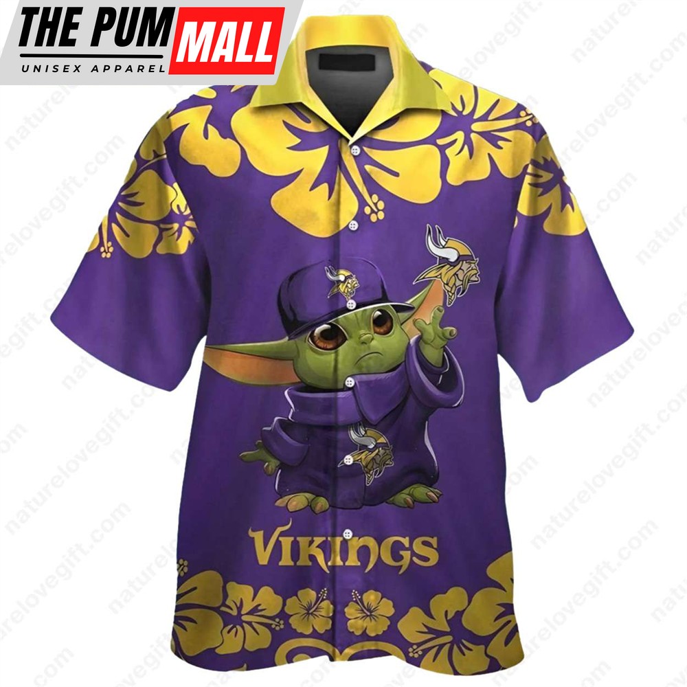 Baby Yoda Hibiscus Minnesota Vikings Hawaiian Shirt NFL Gifts