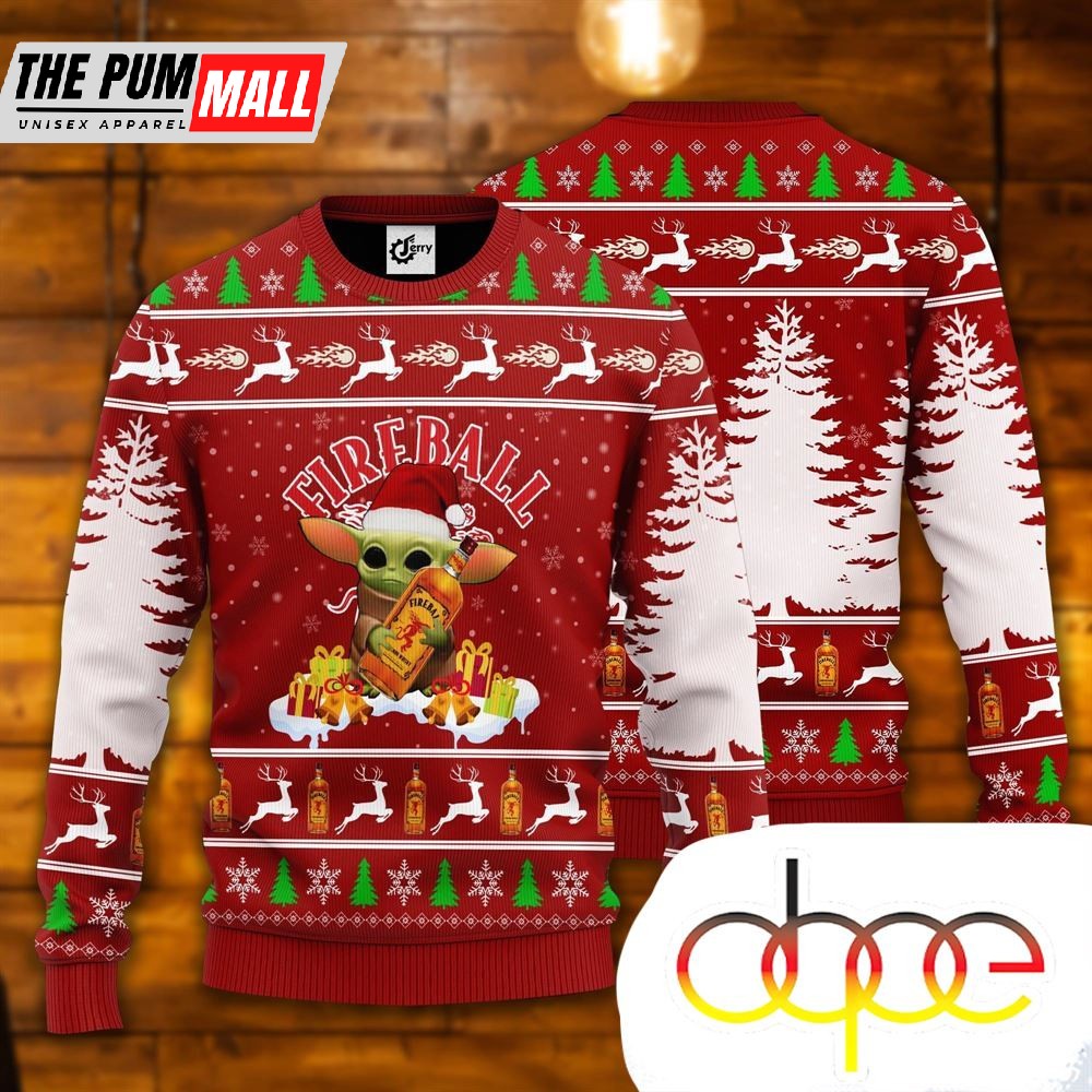 Baby Yoda Hug Fireball Ugly Christmas Sweater