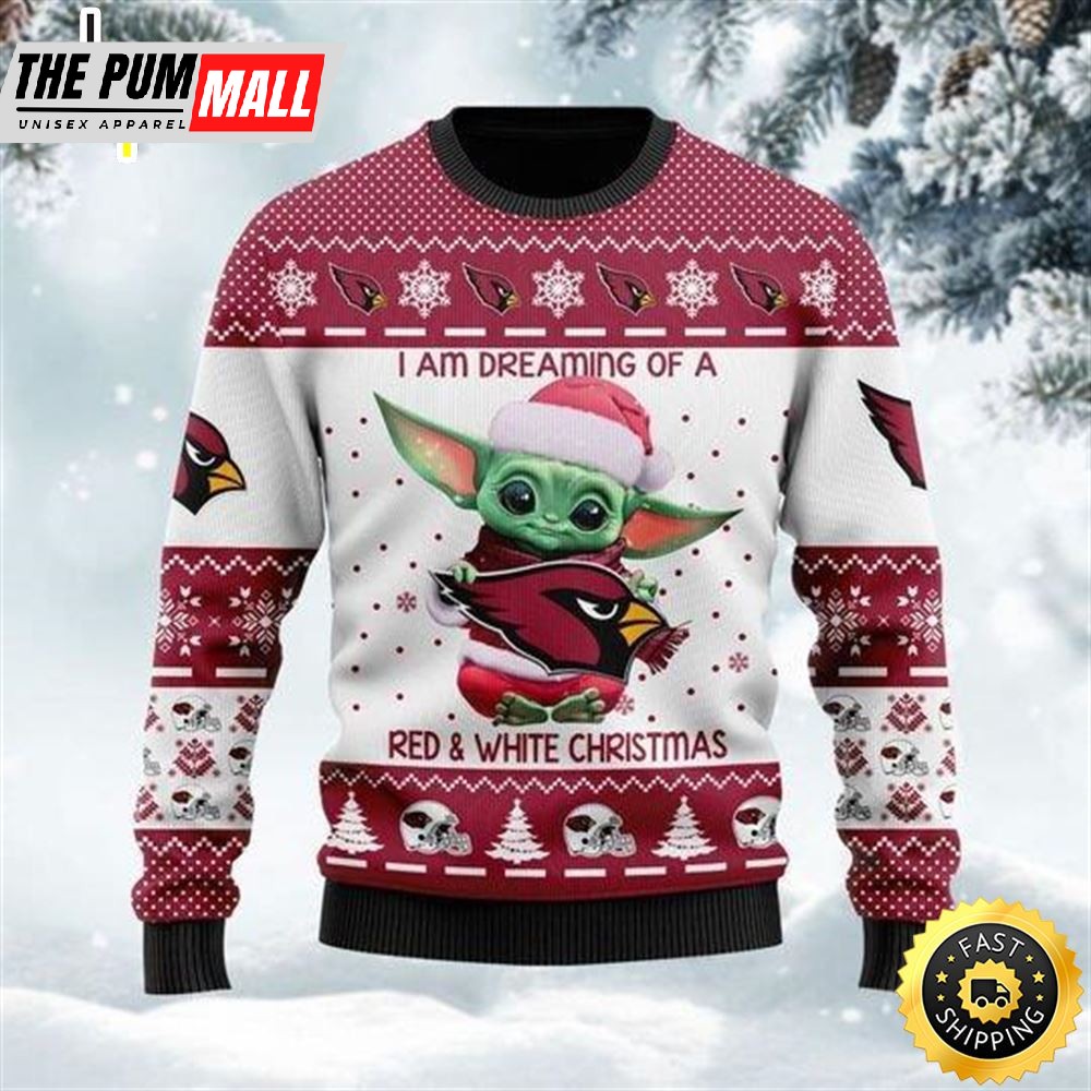 Baby Yoda I Am Dreaming Of A Red And White Christmas Ugly Christmas Sweater