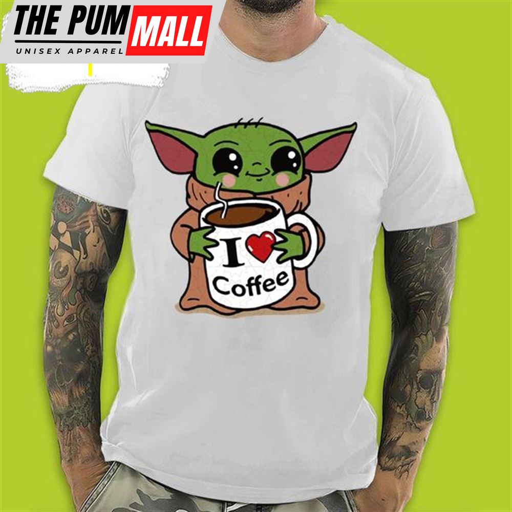 Baby Yoda I Love Coffee In Valentines Day T-Shirt