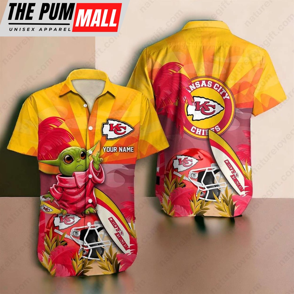 Baby Yoda Kansas City Chiefs Custom Name Hawaiian Shirt