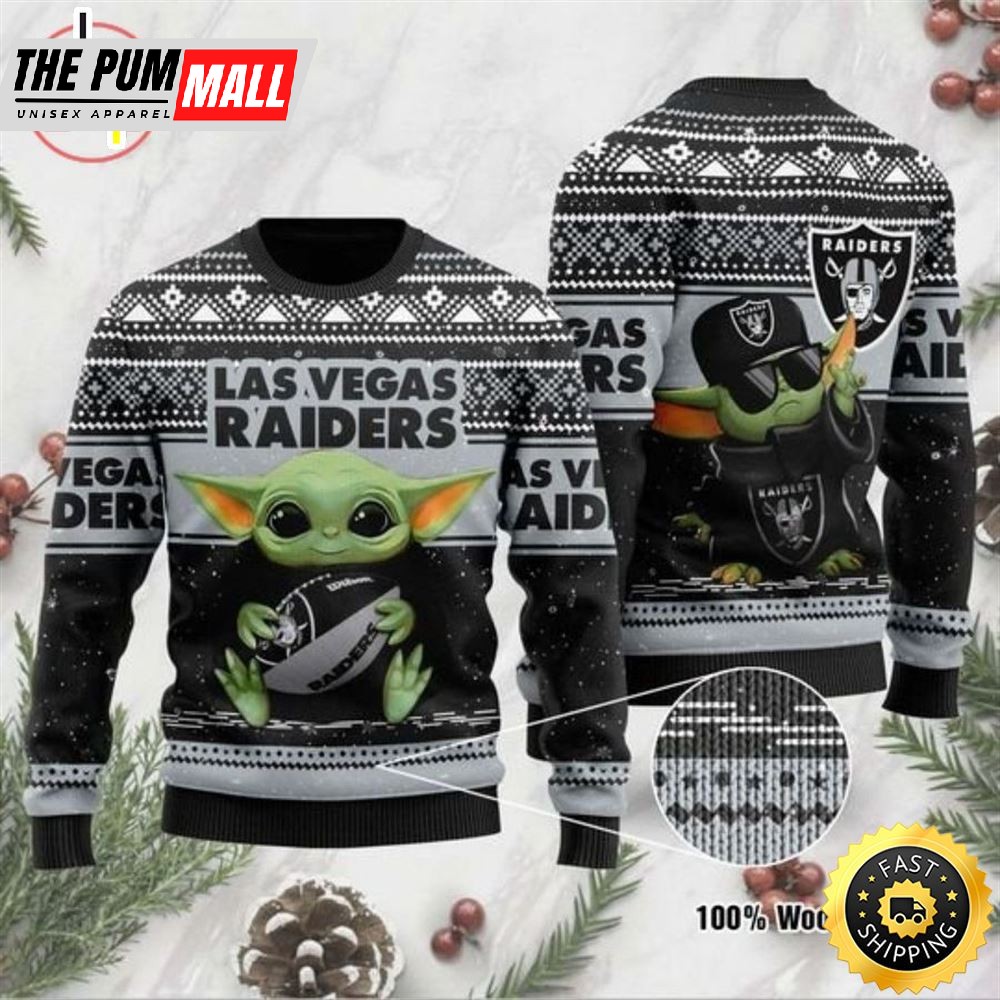 Baby Yoda Las Vegas Raiders Christmas For Fans Ugly Christmas Sweater
