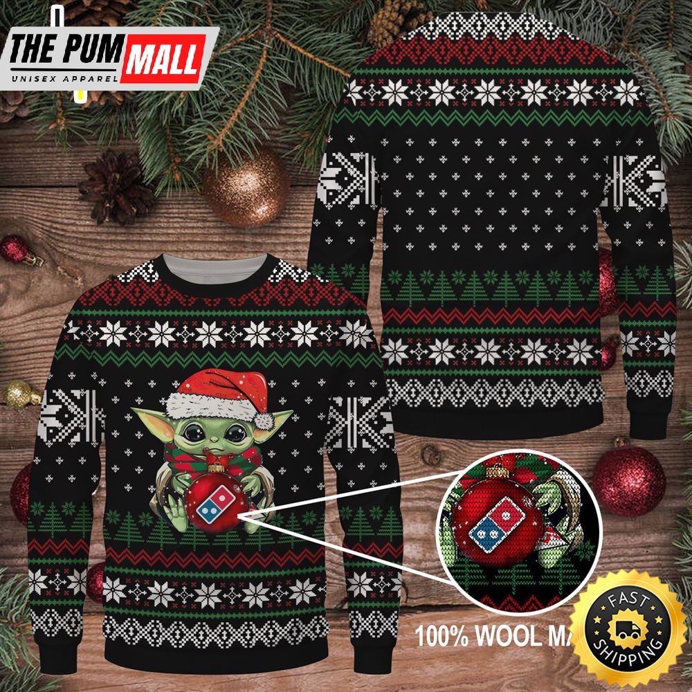 Baby Yoda Merry Christmas Domino’s Pizza Ugly Sweater