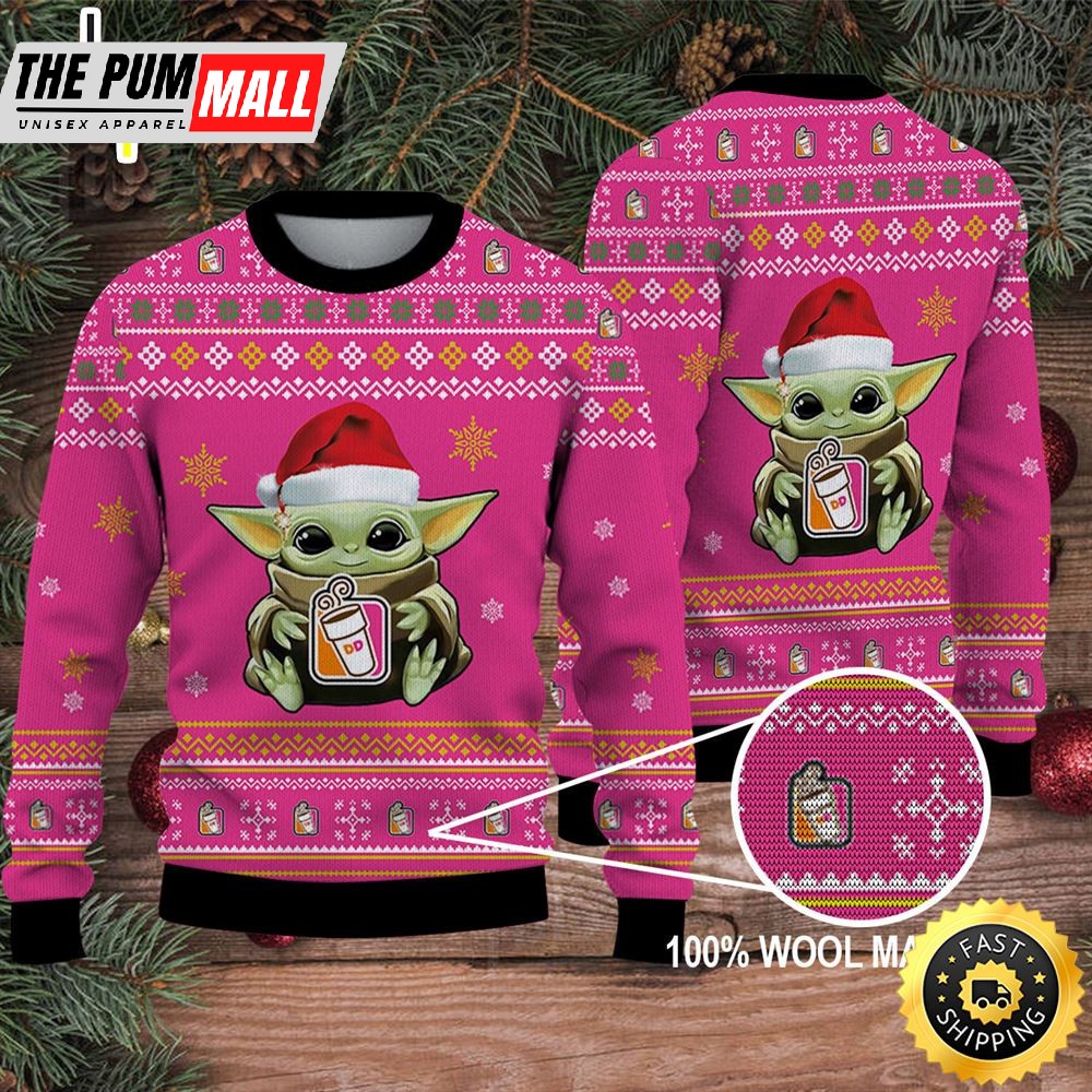 Baby Yoda Merry Christmas Ugly Sweater Dunkin’ Donuts