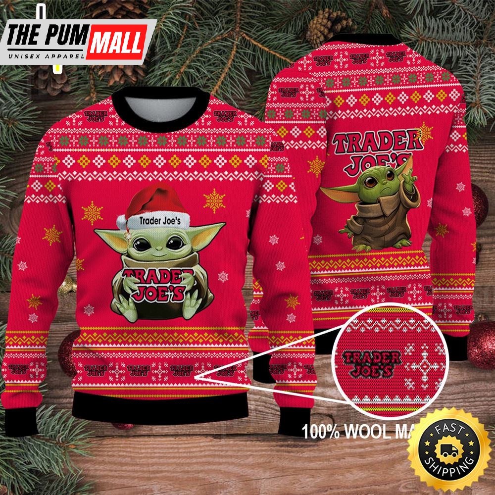 Baby Yoda Merry Christmas Ugly Sweater Trader Joe’s