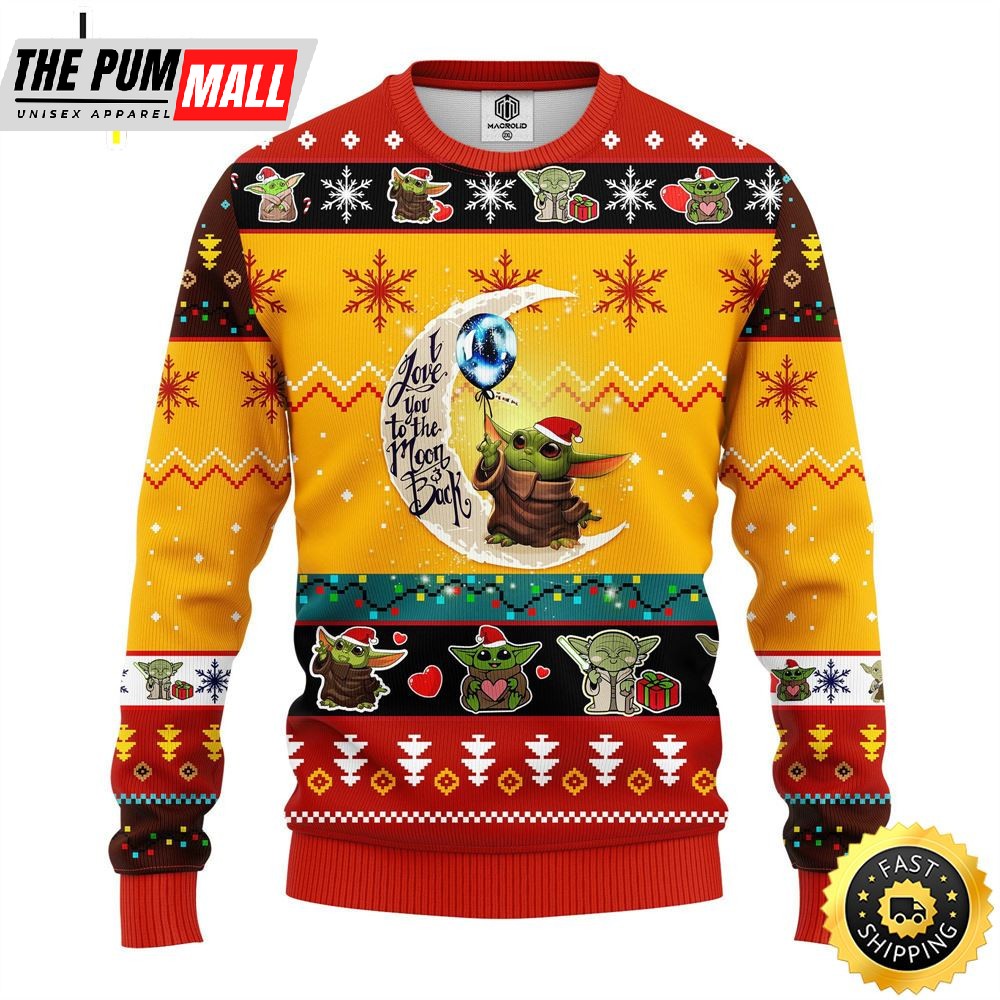 Baby Yoda Moon And Back Cute Ugly Sweater