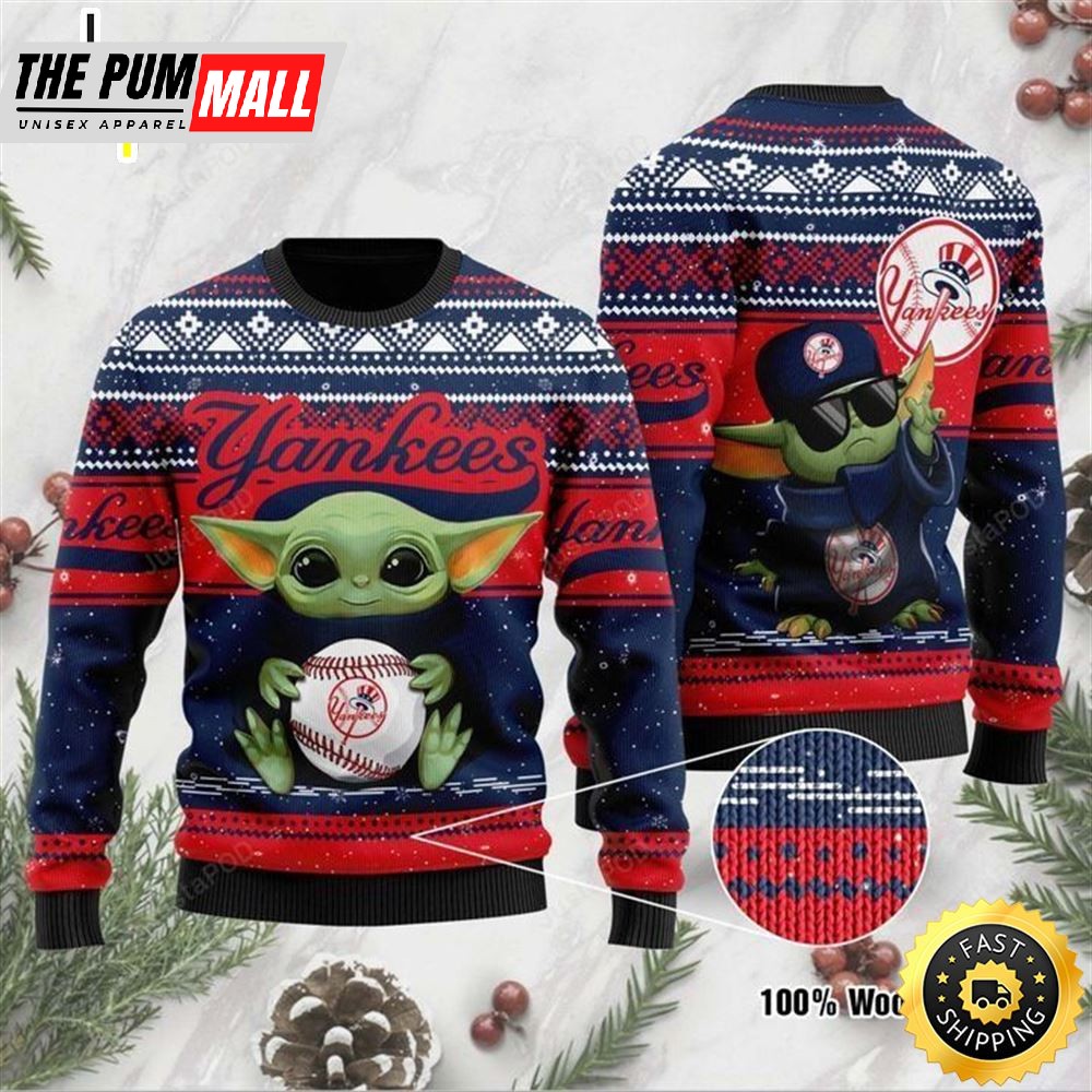 Baby Yoda New York Yankees Christmas Ugly Sweater
