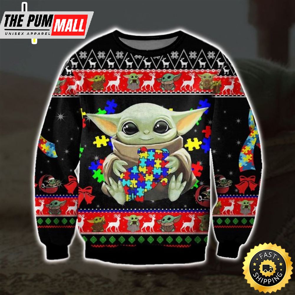 Baby Yoda Rubik Color Ugly Christmas Sweater