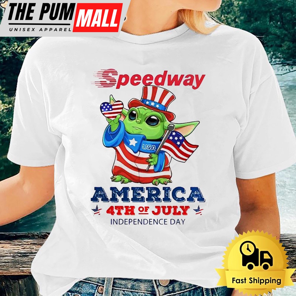 Baby Yoda Speedway America 4th Of July Unsiex T-Shirt