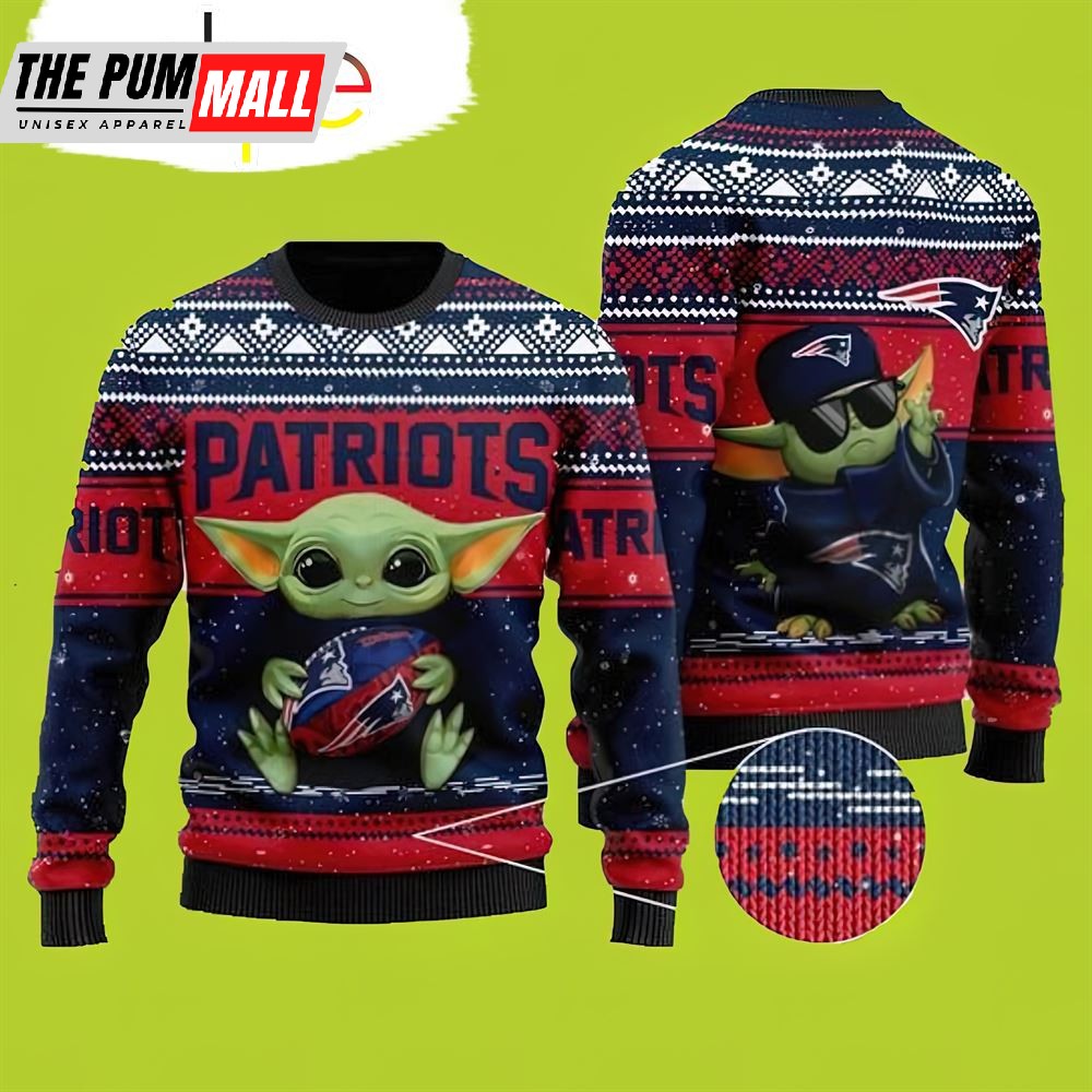 Baby Yoda Take Logo New England Patriots Yoda Christmas Sweater