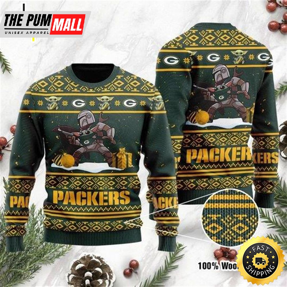 Baby Yoda The Mandalorian Green Bay Packers Ugly Christmas Sweater