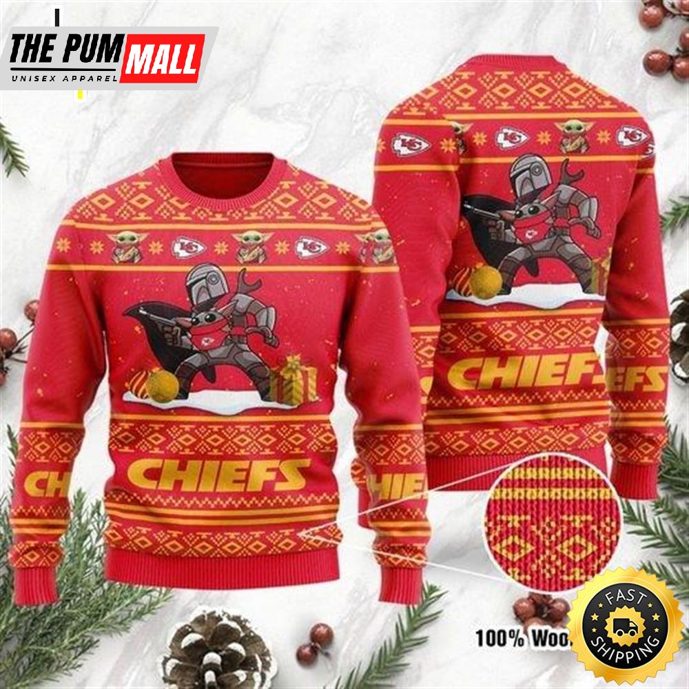 Baby Yoda The Mandalorian Kansas City Chiefs Ugly Christmas Sweater