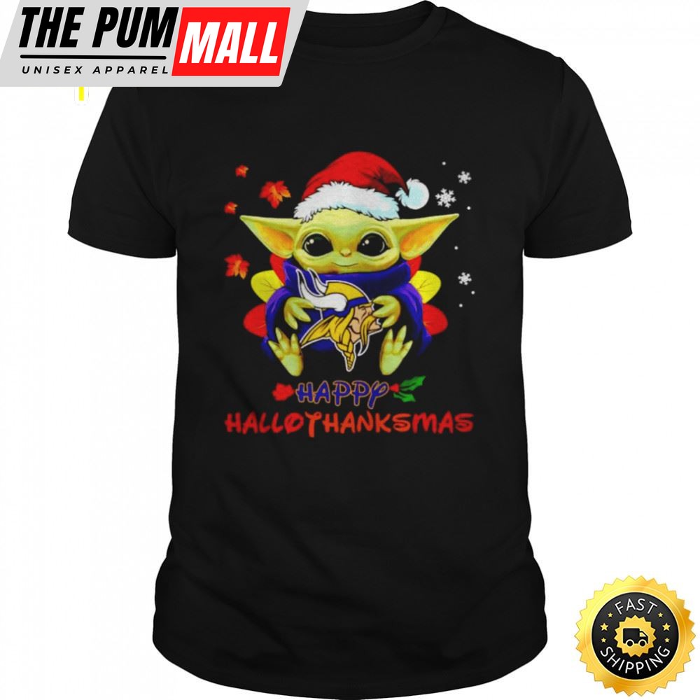 Baby Yoda Vikings Happy Hallothanksmas Shirt