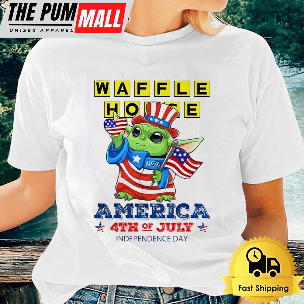 Baby Yoda Waffle America 4th Of July Unsiex T-Shirt