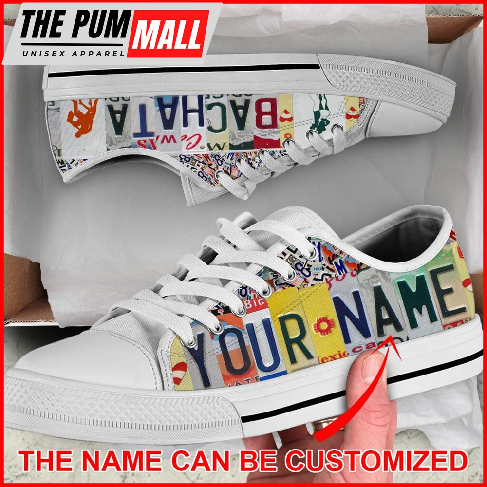 Bachata License Plate Low Top Custom Shoes – Canvas Print Lowtop Casual Shoes Gift For Adults Malalan