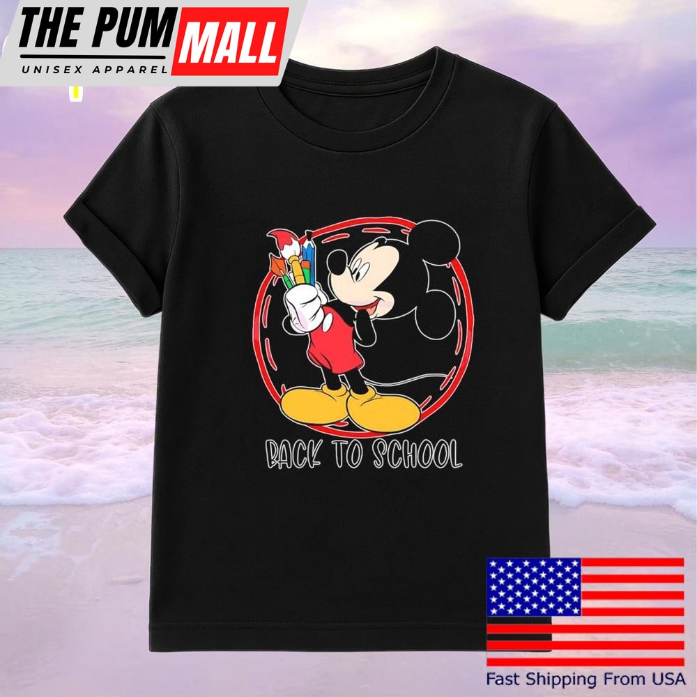 Back To School Mickey Mouse Paintbrush T-Shirt