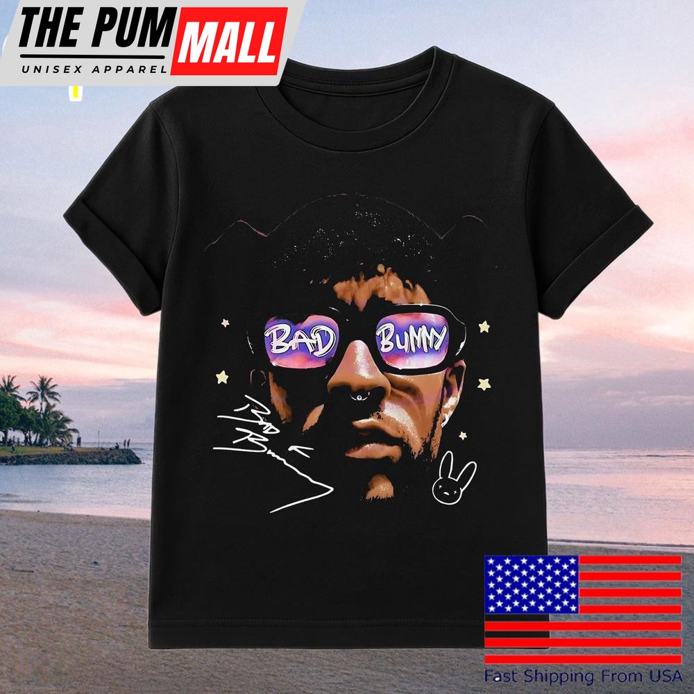 Bad Bunny Sunglasses Glow Star Style Music T-Shirt
