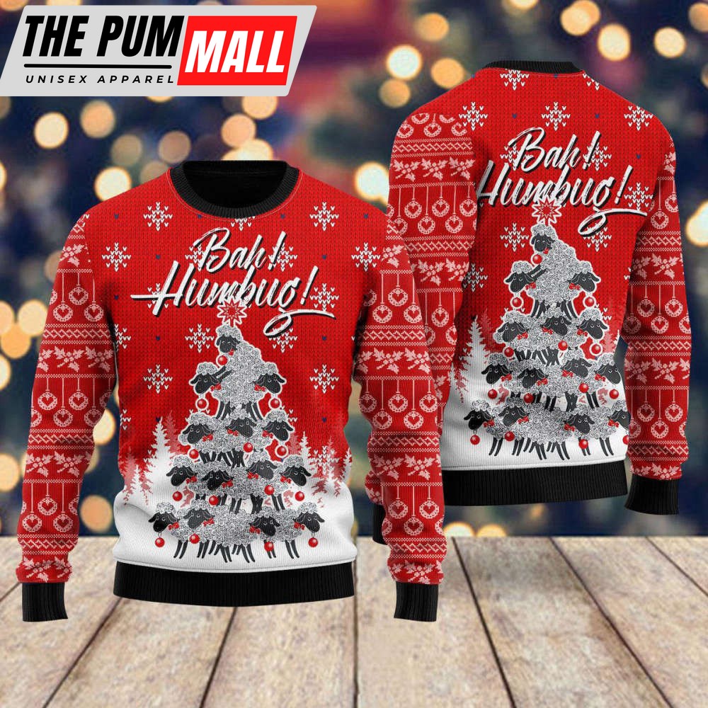 Bah Humbug Sheep Xmas Ugly Christmas Sweater For Men & Women