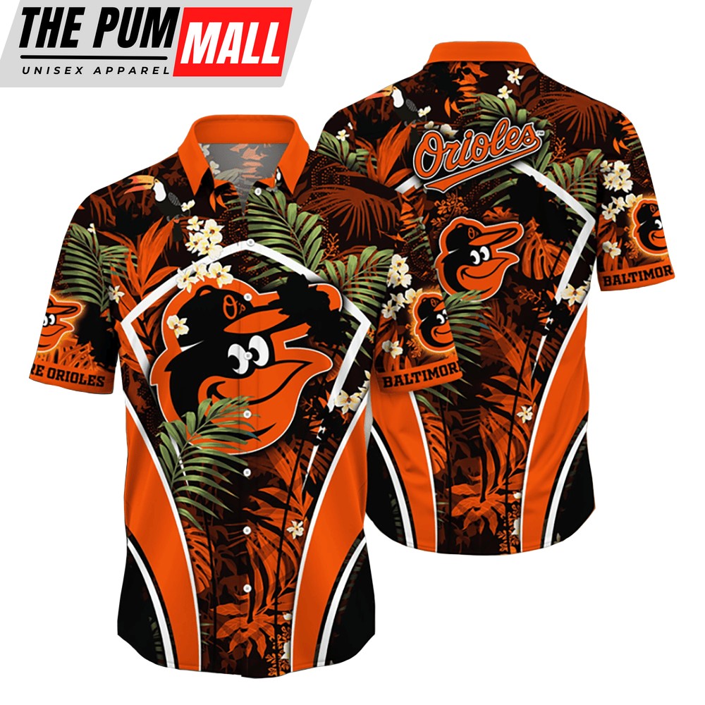 Baltimore Orioles MLB Flower Tropical Hawaiian Button Down Shirt