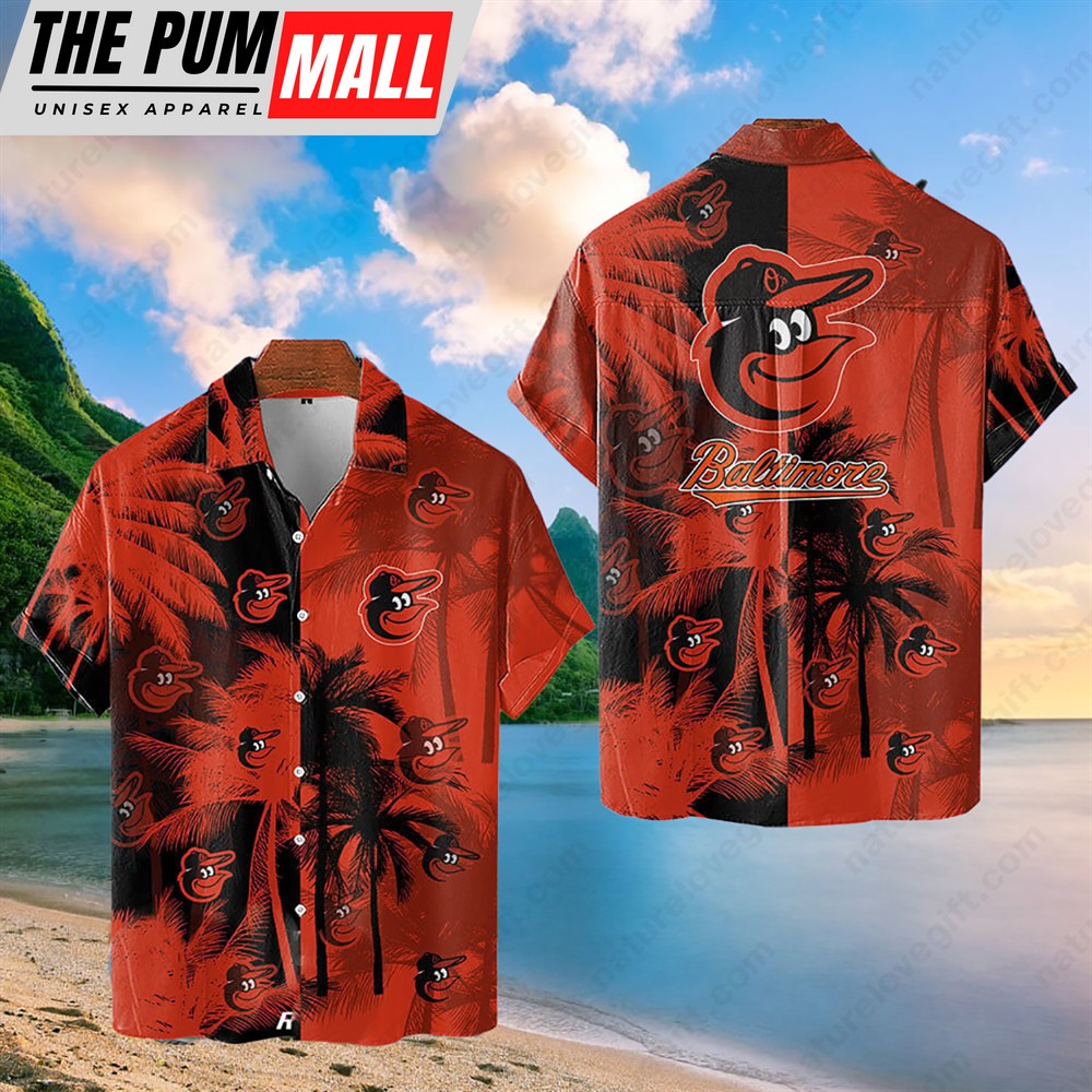 Baltimore Orioles Tropical Palm Trees MLB Hawaiian Shirt