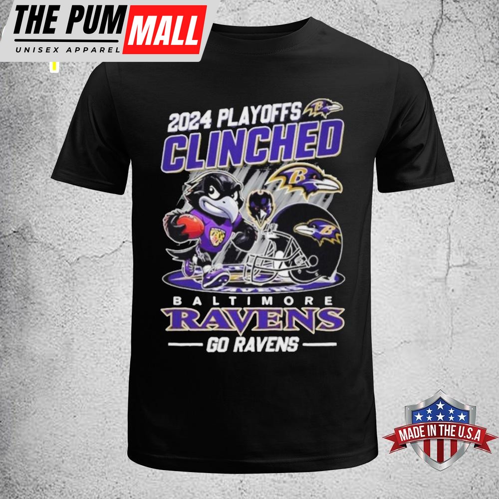 Baltimore Ravens 2024 Playoffs Clinched Go Ravens Unisex T-Shirt